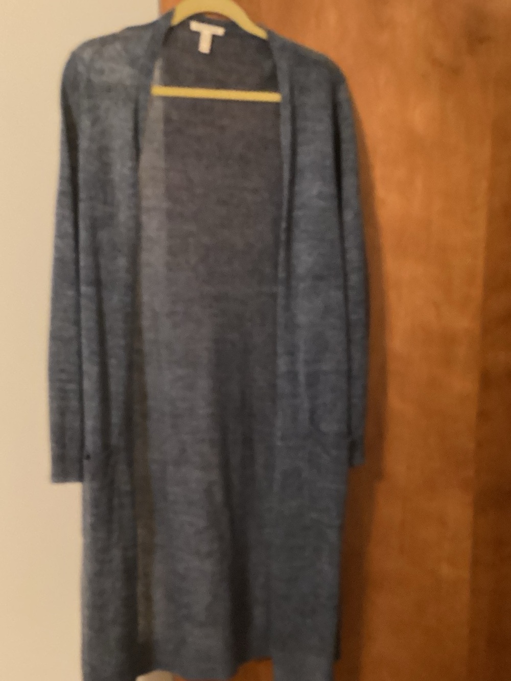 Eileen Fisher Long Open-Front Cardigan in Heather Blue